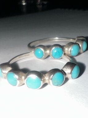 Nizhoni Traders Turquoise/Sterling Bands Size 10 Set